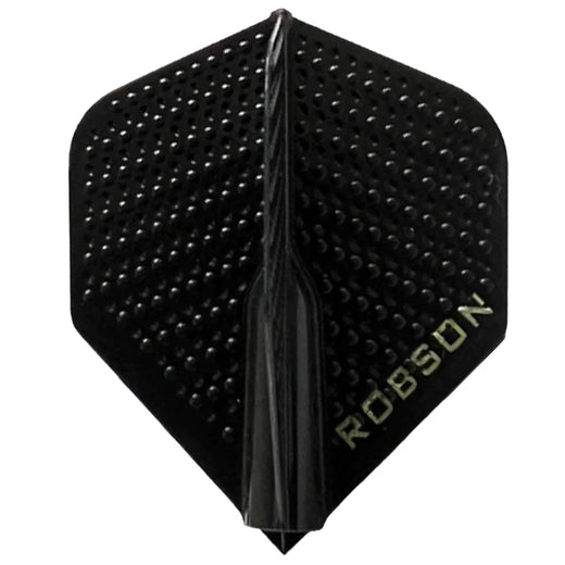 Robson Plus dimpled dart flights in black, white, blue, and red, group photo