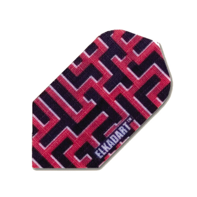 Fabric Flight dart flight with red 3D line graphic on black background