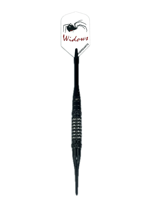 Laserdart Black Widow 40th Anniversary soft tip dart, fully dressed