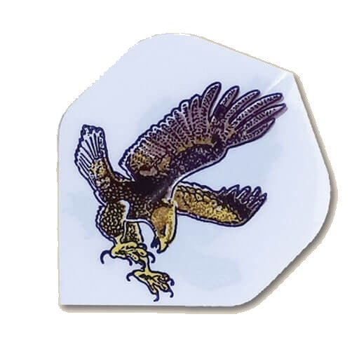 Hard poly dart flight with an eagle graphic on white background
