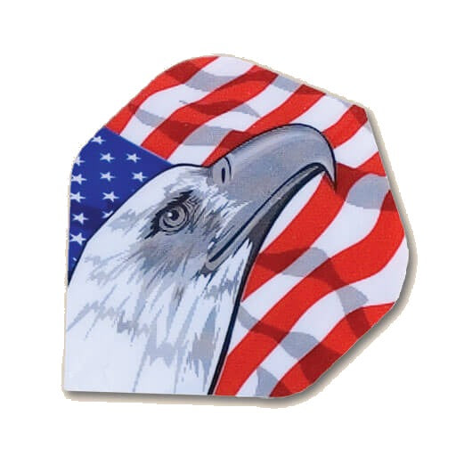 Hard poly dart flight with American flag and eagle head graphic