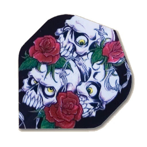 Hard poly dart flight with skulls and roses graphic