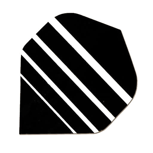 Hard poly dart flight with clear stripes on black background