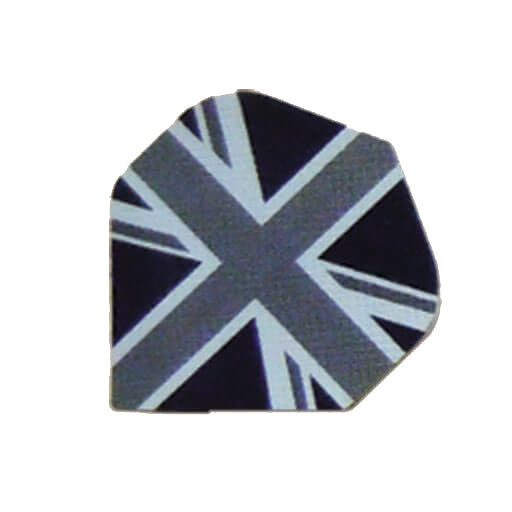 Hard poly dart flight with black and grey British flag graphic