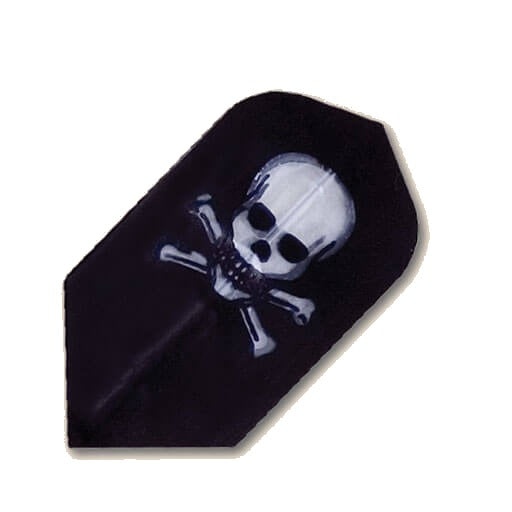 Hard poly dart flight, black with a clear skull and crossbones design