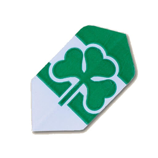 Hard poly dart flight, white and green with a green shamrock design