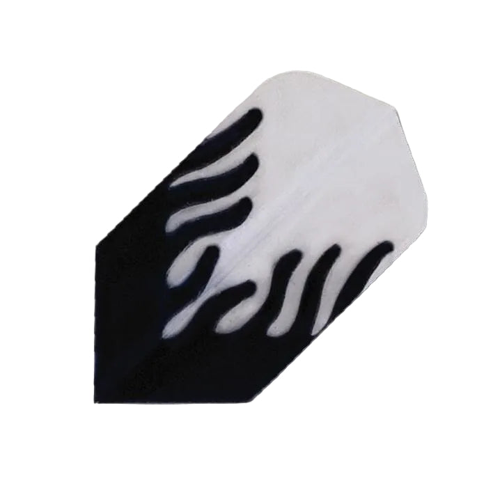 Hard poly dart flight, clear with black flame design