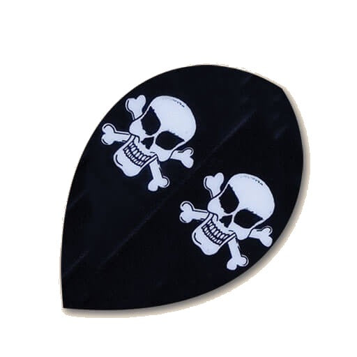 Hard poly dart flight, black with white skull and crossbones design