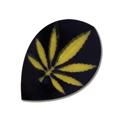 Hard poly dart flight, black with yellow marijuana leaf design