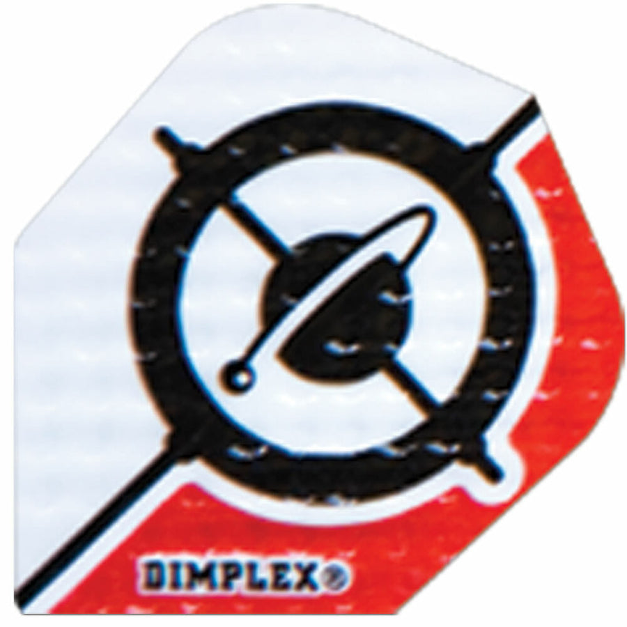 Dimplex dart flight with textured dimpled surface in black, red, and white