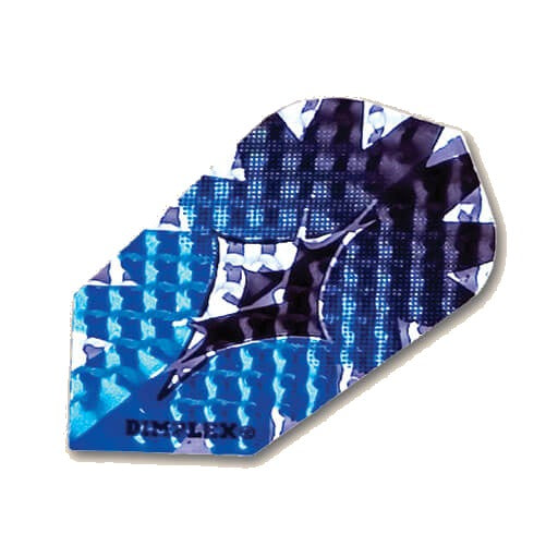 Dimplex dart flight in a blue, silver, and black design