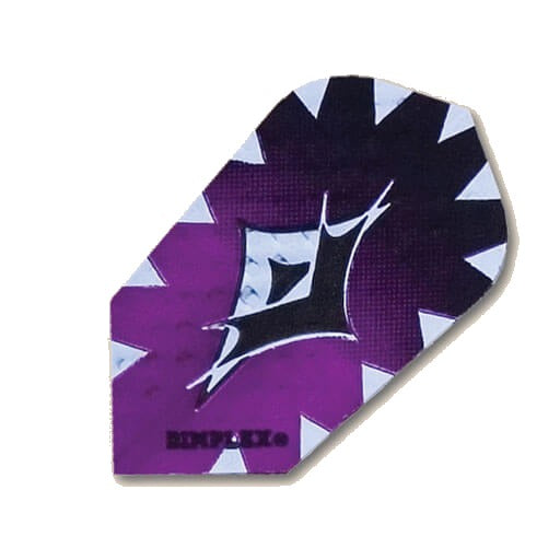 Dimplex dart flight in a purple, black, and silver design