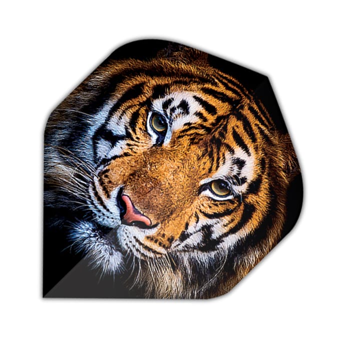 Specialty dart flight with realistic tiger print design
