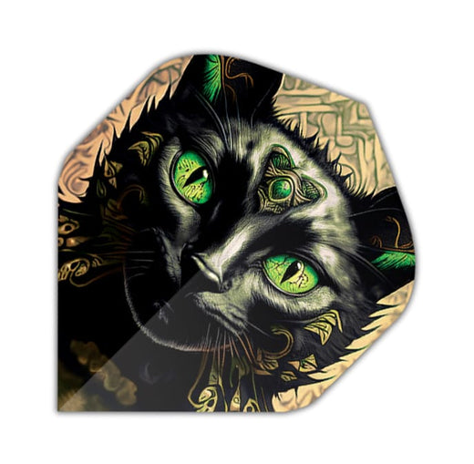 Specialty dart flight with black jeweled Egyptian cat print design