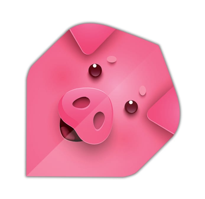Specialty dart flight with pink piggy and floppy ears print design