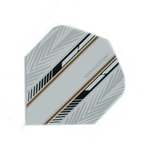 Specialty feather dart flight in black and tan, 100 micron