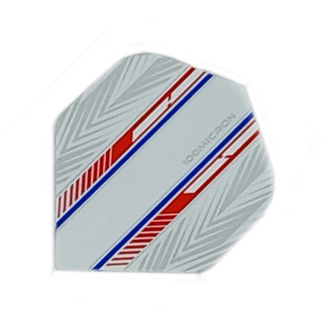 Specialty feather dart flight in red and blue, 100 micron