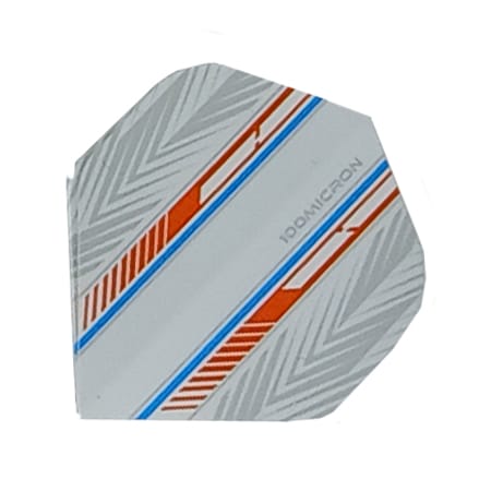 Specialty feather dart flight in orange and sky blue, 100 micron