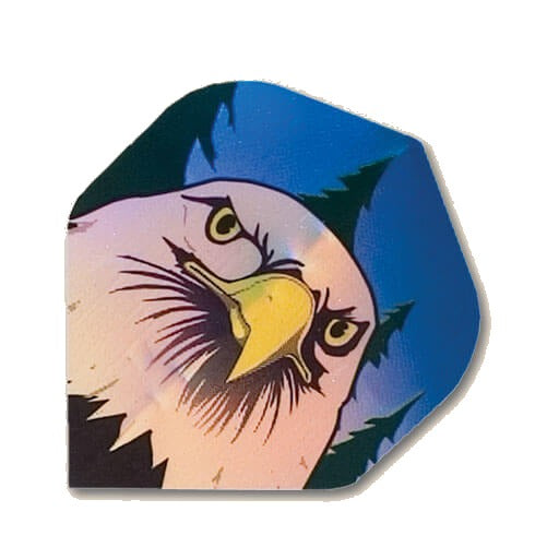 Hologram dart flight in blue sky and trees with an eagle