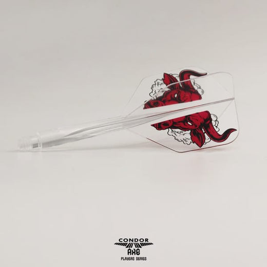 Condor Axe Aussie Bull flight and shaft, clear with red bull print, Shape profile
