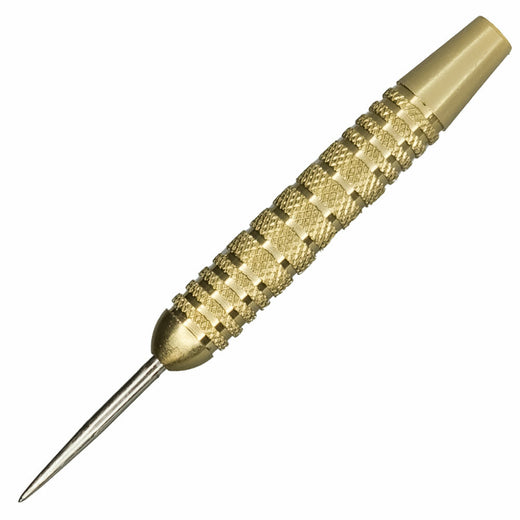 Class Brass Steel Tip Dart #4, barrel close-up showing all-over knurling