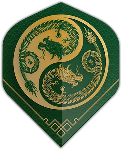 Specialty dart flight, green with golden yin yang dragon design
