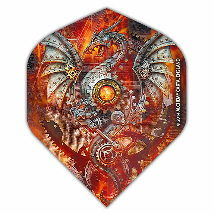 Alchemy Flights dart flight, Pyrosaur design
