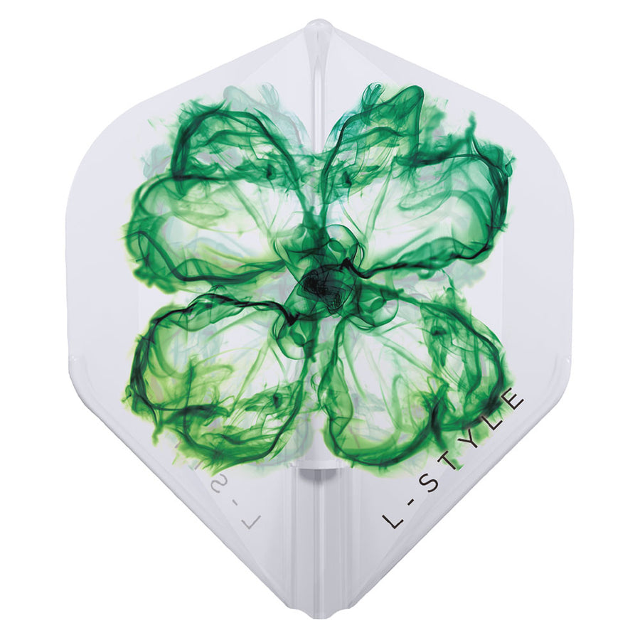 L-Style EZ Signature flight, Robyn Byrne, wispy shamrock on clear
