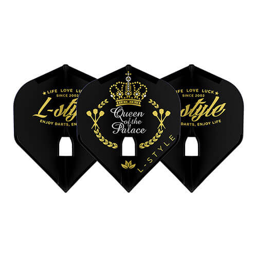 L-Style Flight Signature, Fallon Sherrock v3.1, black with gold crown Queen of the Palace design