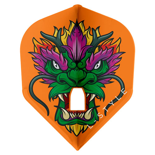 L-Style signature flight, Jules van Dongen, orange with multi-colored dragon