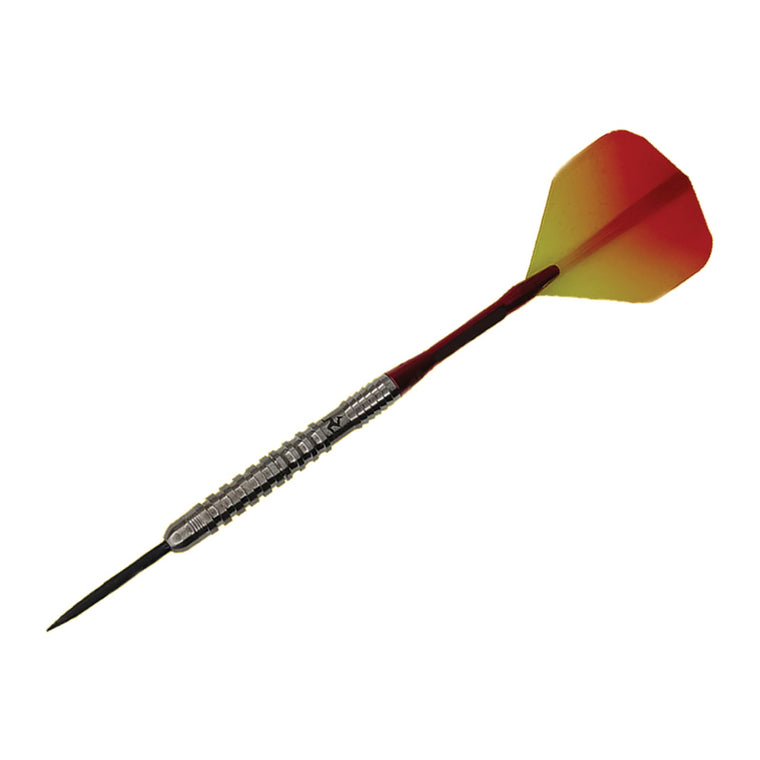 Laserdart Fer Obbee by Darren Kennish, full steel tip dart with red and yellow flight