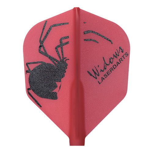 Laserdart Widow Fit Flight in red with black widow spider graphic, Shape profile
