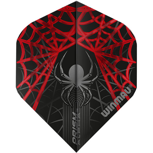 Winmau Prism Alpha flight, black with red spiderweb and spider