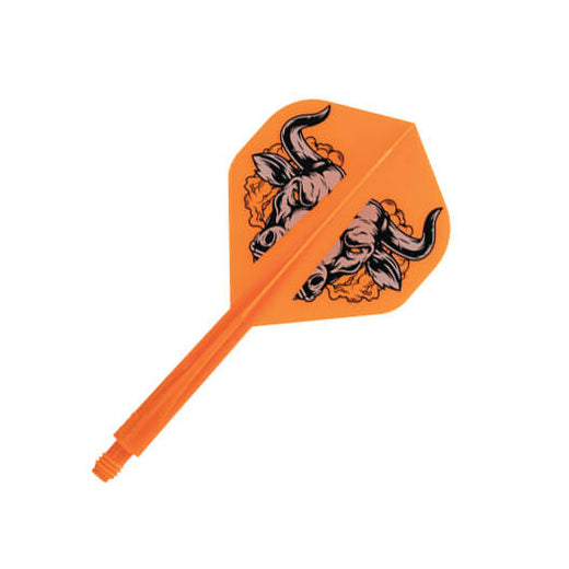Condor Axe flight and shaft, Aussie Bull design, orange with bull print