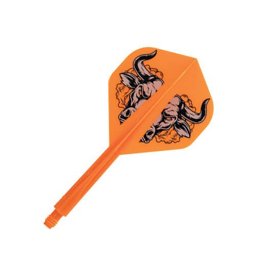 Condor Axe flight and shaft, Aussie Bull design, orange with bull print