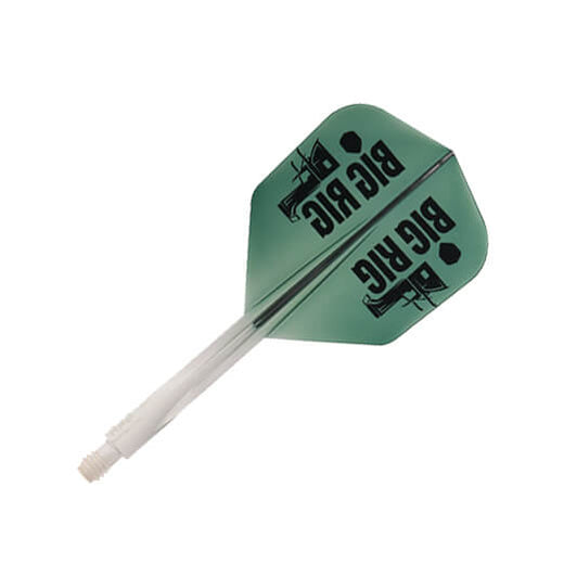 Condor Axe flight and shaft, Big Rig design, clear to dark green graduated color