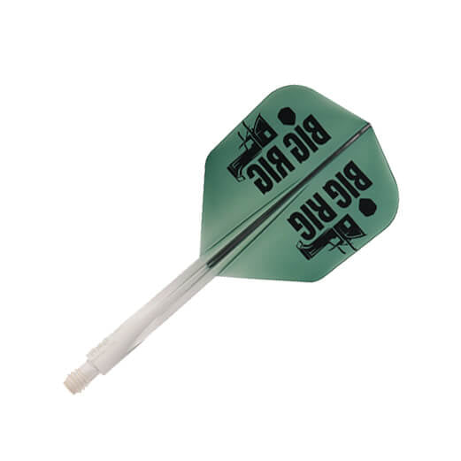 Condor Axe flight and shaft, Big Rig design, clear to dark green graduated color