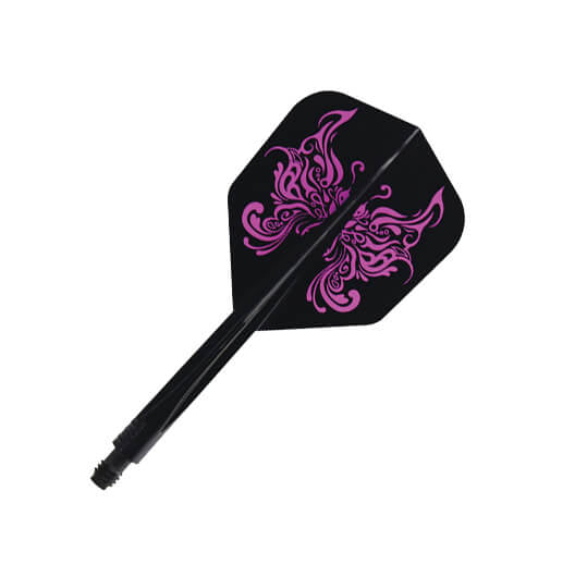 Condor Axe flight and shaft, Tribal Butterfly design, black with pink print