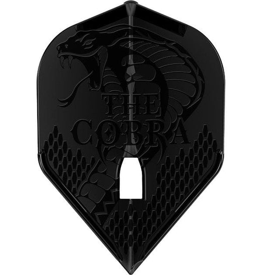 L-Style Jelle Klassen V3 signature dart flight, black on black cobra design, single flight view