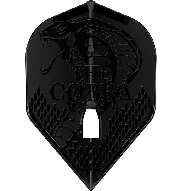 L-Style Jelle Klassen V3 signature dart flight, black on black cobra design, single flight view