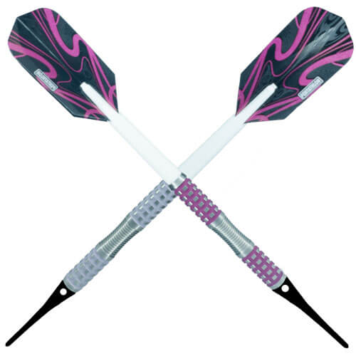 Laserdart Disco Fever tungsten dart, hot pink to pastel lavender thermochromatic finish