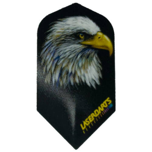 Laserdart Flights LF53, black background with eagle head design