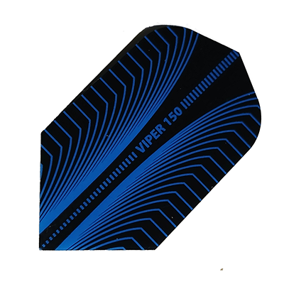 150 Micron Viper pattern black and blue slim dart flight