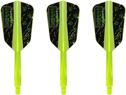 Condor Axe Neon Nightmare yellow flight and shaft, slim V-wing shape