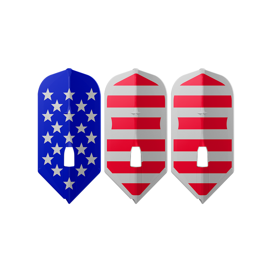 L-Style Flight, American Flag v2 design, slim shape, mixed blue stars and red stripe set