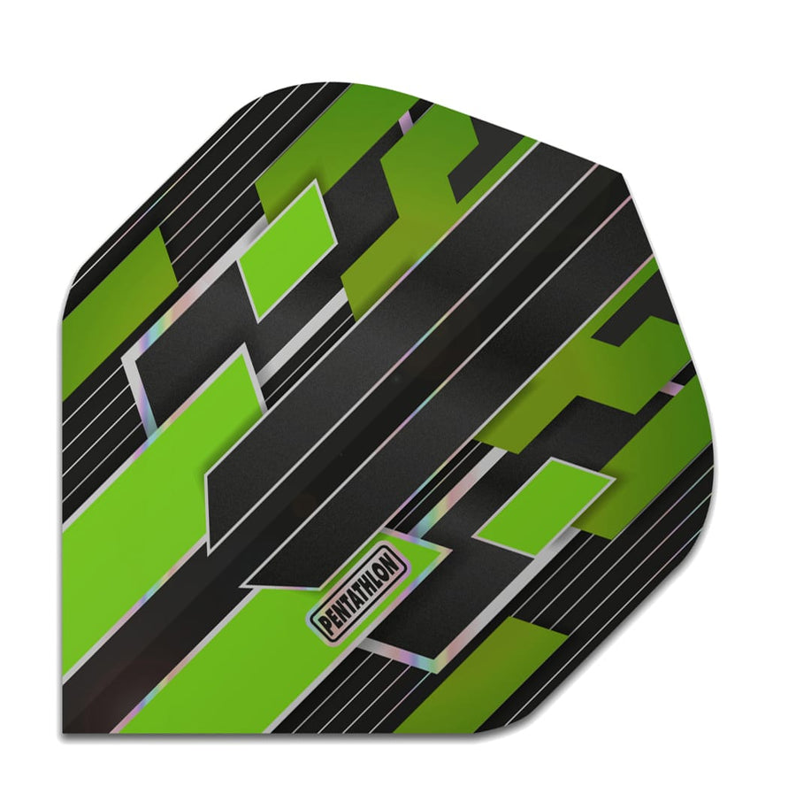 Pentathlon dart flight, green shimmer design