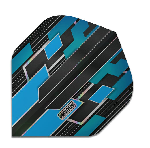 Pentathlon dart flight, cyan and blue shimmer design