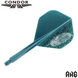 Condor Axe Design flight and shaft, Doodle Feather, teal with white feather print