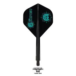 Condor Axe Design flight and shaft, Sniper, black with teal sniper logo print