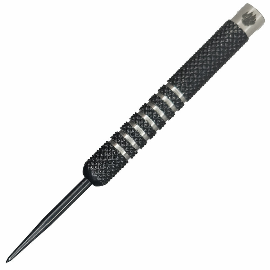 Cougar Steel Tip Dart, black barrel close-up showing knurled and grooved grip